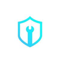 security service, shield with wrench vector logo