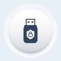 usb stick, secure data icon vector