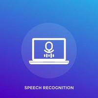 speech recognition vector icon with computer