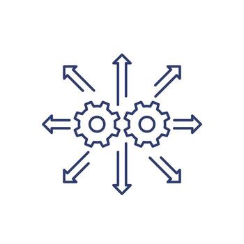 icono de línea de automatización e integración en blanco vector