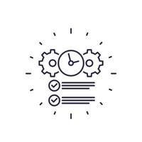 deadline, completed task line icon on white vector