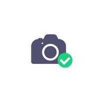 camera icon with checkmark vector