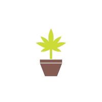 Planta de marihuana en icono de vector de maceta, estilo plano