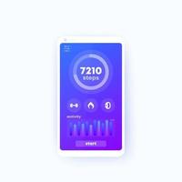 Fitness app mobile ui design on phone screen vector