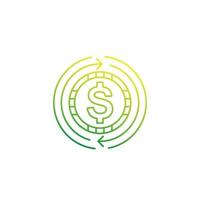 cash back, money refund or exchange icon, linear vector