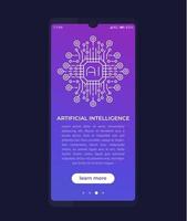 Artificial intelligence, AI in mobile app, ui design vector
