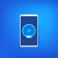 360 degrees video player icon on mobile screen vector