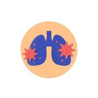 icono de neumonía con virus y pulmones vector