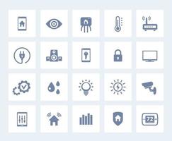 Smart house, home automation system vector icons set on white