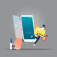 Mobile hacker and cyber security concept vector