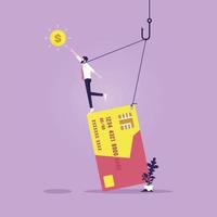 Business or credit card debt trap vector concept