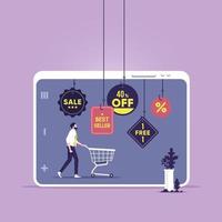 Concept of attracting customers discounts and sales vector