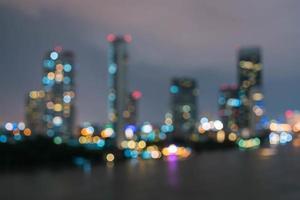 Abstract blur Bangkok city in Thailand at night photo