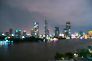 Abstract blur Bangkok city in Thailand at night photo