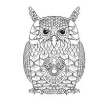 Line art. Abstract image of an monochrome owl. Coloring book vector