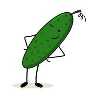 Green cucumber with a laughing face vector