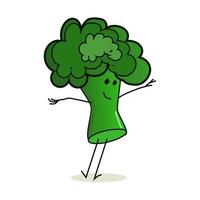 Broccoli cabbage with a face. Fresh natural and healthy vector