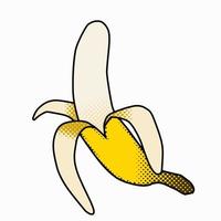 efecto de semitono de plátano. plátano abierto. Fruta. vector