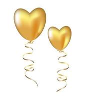 Golden balloon in the shape of a heart. vector