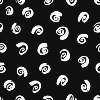Ink curls. Black and white drawing. Seamless pattern. Hand drawn