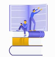 Conceptual flat illustration about reading books. Obtaining vector