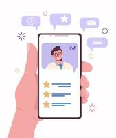 A smartphone with a list of contacts. Chatting with friends vector
