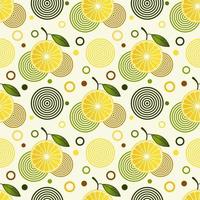 Seamless pattern with sprinkled lemons and simple geometric shapes vector