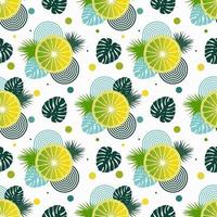 Seamless pattern with lemons and leaves of tropical plants vector