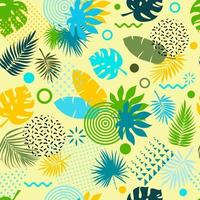 Seamless pattern with tropical leaves of plants. Flat style. vector