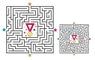 Square maze labyrinth game for kids. Labyrinth logic conundrum vector