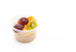 Pudding fruits on white background photo