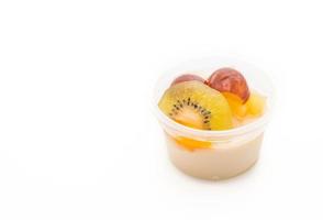 Pudding fruits on white background photo