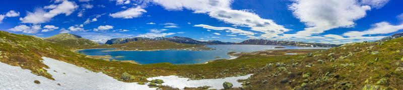 Vavatn lake panorama landscape boulders mountains Hemsedal Norway. photo