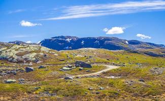 Vavatn lake panorama landscape boulders mountains Hemsedal Norway. photo