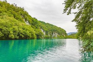 Plitvice Lakes National Park landscape turquoise water in Croatia. photo