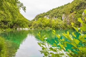 Plitvice Lakes National Park landscape turquoise water in Croatia. photo