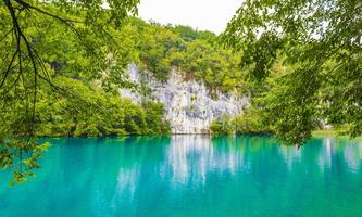 Plitvice Lakes National Park landscape turquoise water in Croatia. photo