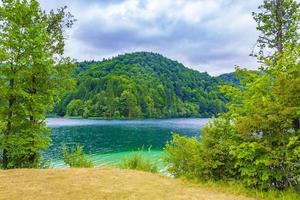 Plitvice Lakes National Park landscape turquoise water in Croatia. photo