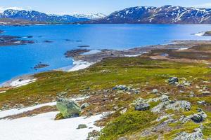 Vavatn lake panorama landscape boulders mountains Hemsedal Norway. photo