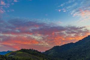 Beautiful colorful sunrise over the mountains Angra dos Reis Brazil. photo