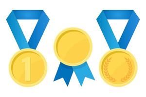 Simple illustration of golden award medal with ribbons for winners vector