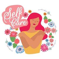 girl with warm cuddle  self care concept vector