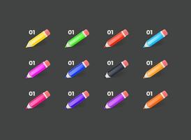 Color crayons with digits. Inforgaphic vector bullets template