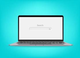 Modern laptop computer with search in browser window vector