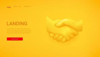 Landing page vector template with handshake