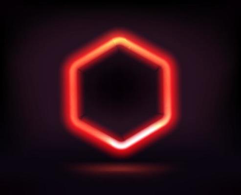 Red neon frame on dark background