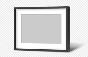 Black modern horizontal photo frame on transparent background vector