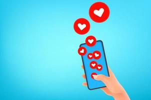 Make reaction with hearts in internet vector
