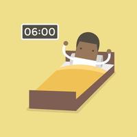 African businessman wake up early. vector