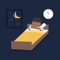 African businessman is sleeping on the bed. vector